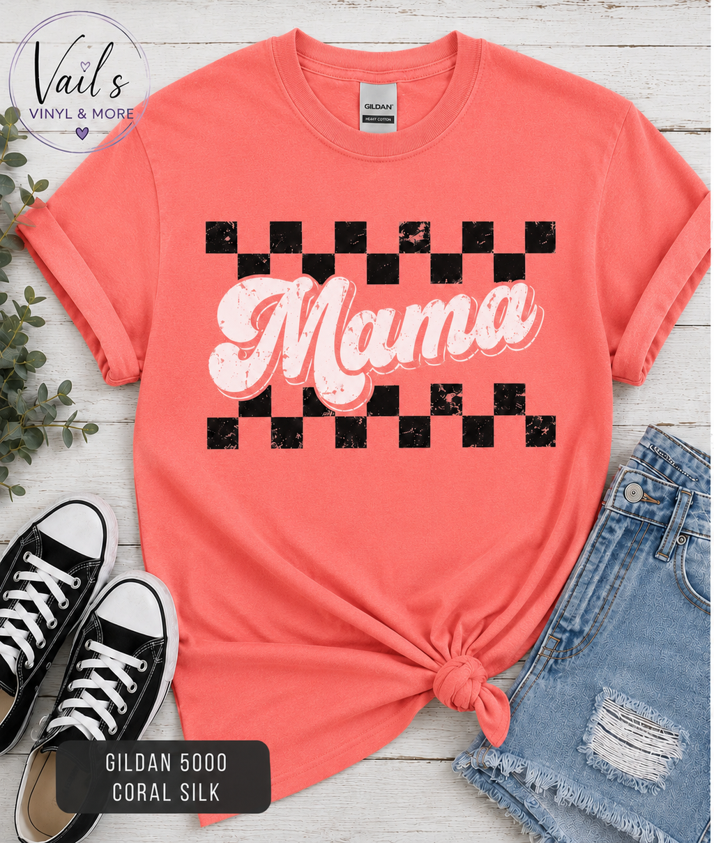 Checkered MAMA Tee | Gildan